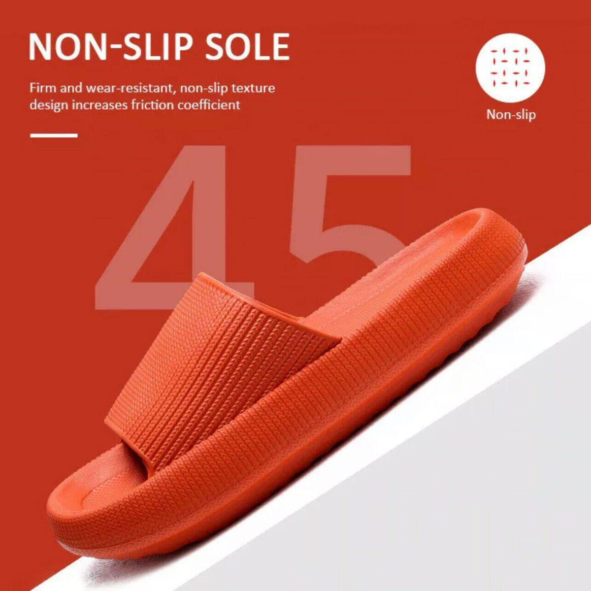 Ultra-Soft Pillow Slides EVA Slippers for Indoor Outdoor Use – Thick Anti-Slip Sole - Orange 38-39