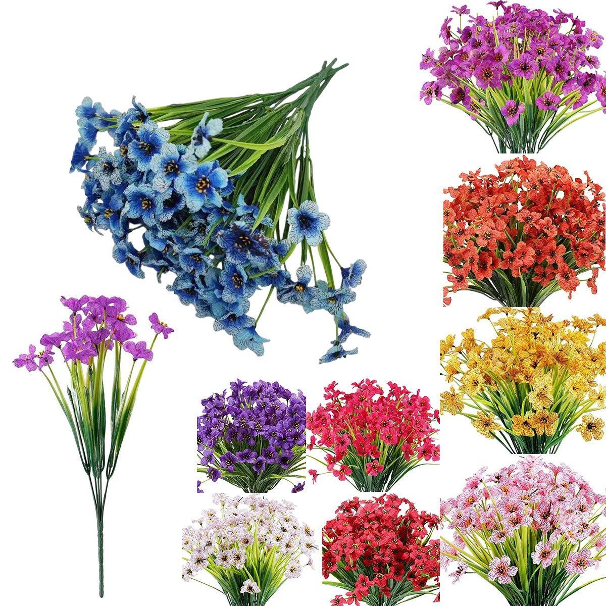 12pcs Artificial Flowers Set for Home Decor Wedding Party Fake Floral Decor - Purple