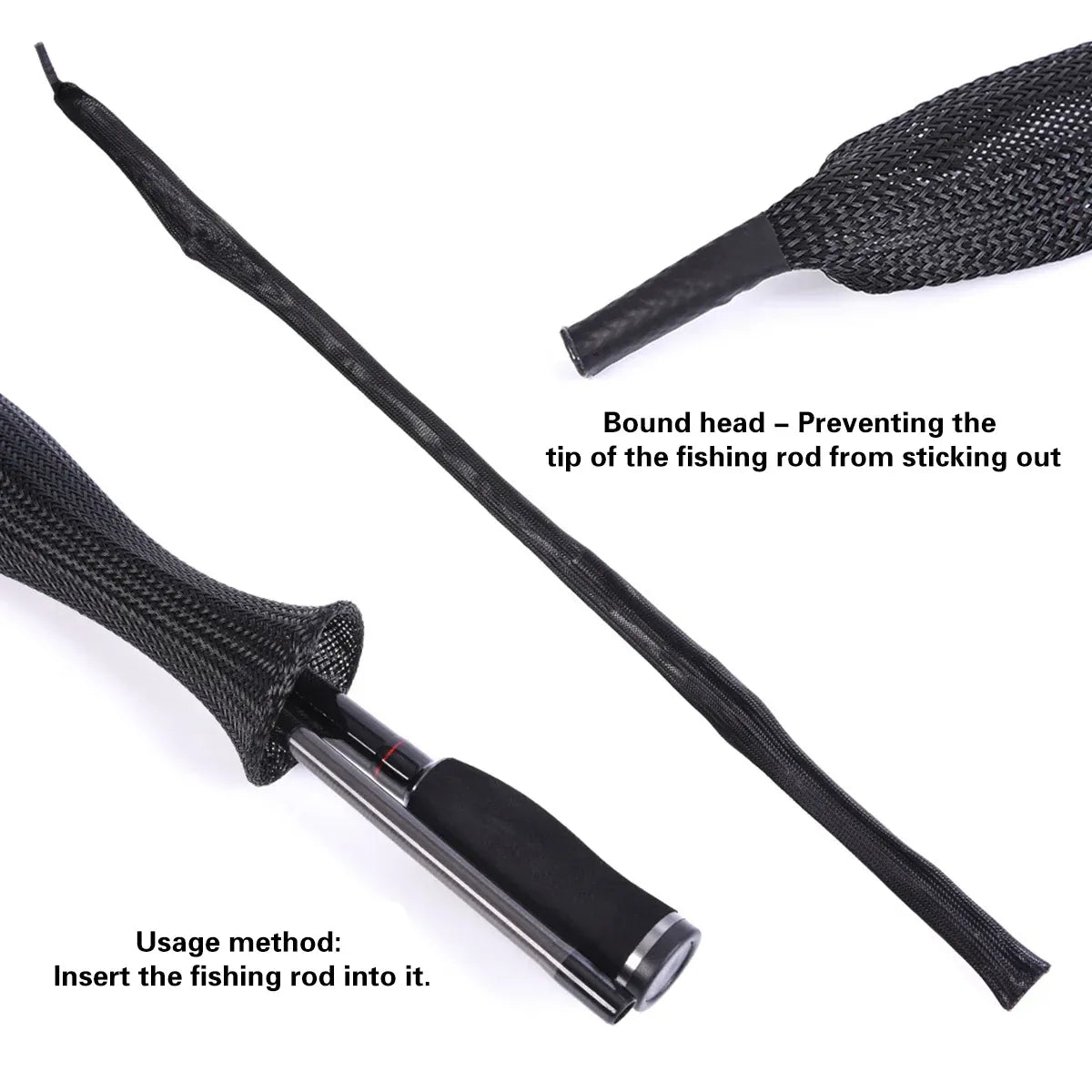 4PCS Retractable Fishing Rod Protector Mesh Tube Durable Lightweight 35x170mm