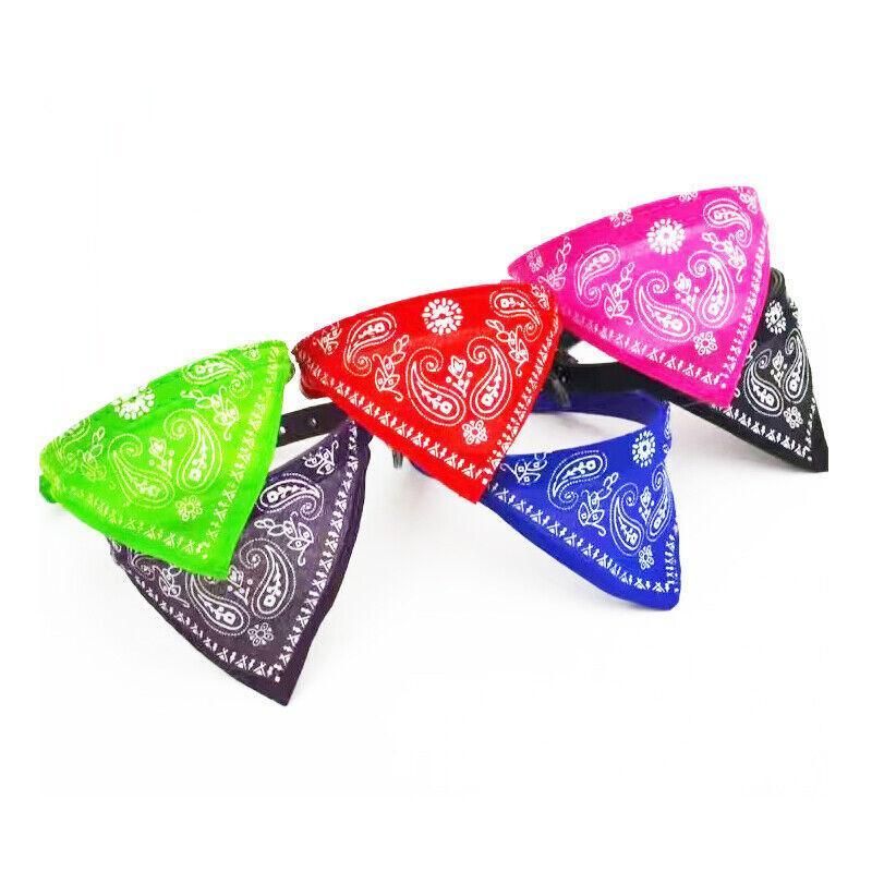 Adjustable Bandana Collar with Bell for Small Dogs and Cats Triangle Scarf Style - Blue