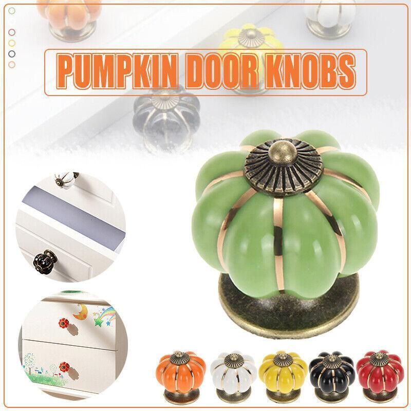 Pumpkin Ceramic Vintage Door Knobs Cabinet Drawer Cupboard Kitchen Pull Handle