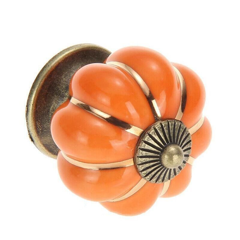 Pumpkin Ceramic Vintage Door Knobs Cabinet Drawer Cupboard Kitchen Pull Handle