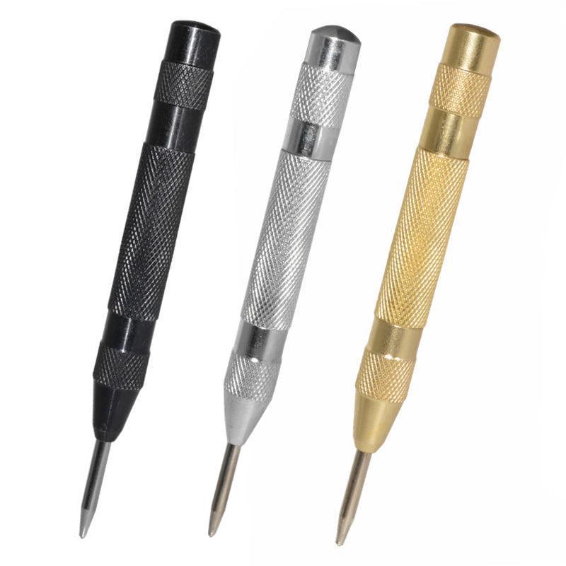 130mm Spring Loaded Centre Punch Automatic Brass Marking Tool Heavy Duty - Black