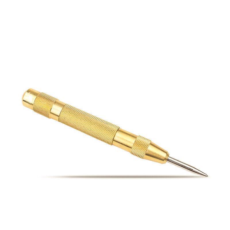 130mm Spring Loaded Centre Punch Automatic Brass Marking Tool Heavy Duty - Black