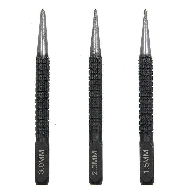 Nail Centre Punch Set 3PCS Round Head Wood Metal Super Impact Resistance
