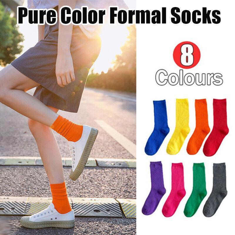 Olid Pure Colour Formal Socks Cotton Fashion Casual Breathable Crew Socks - Grey 2 Pairs