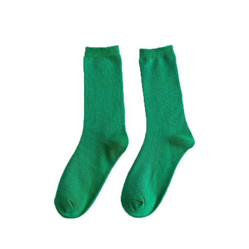 Olid Pure Colour Formal Socks Cotton Fashion Casual Breathable Crew Socks - Red 1 Pair