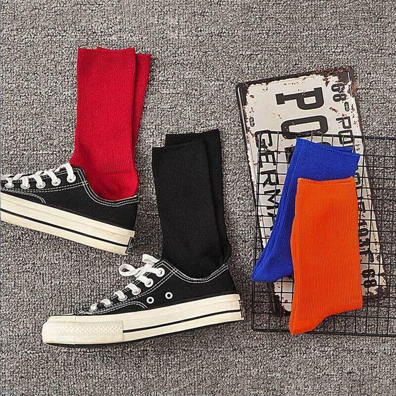 Olid Pure Colour Formal Socks Cotton Fashion Casual Breathable Crew Socks - Yellow 4 Pairs