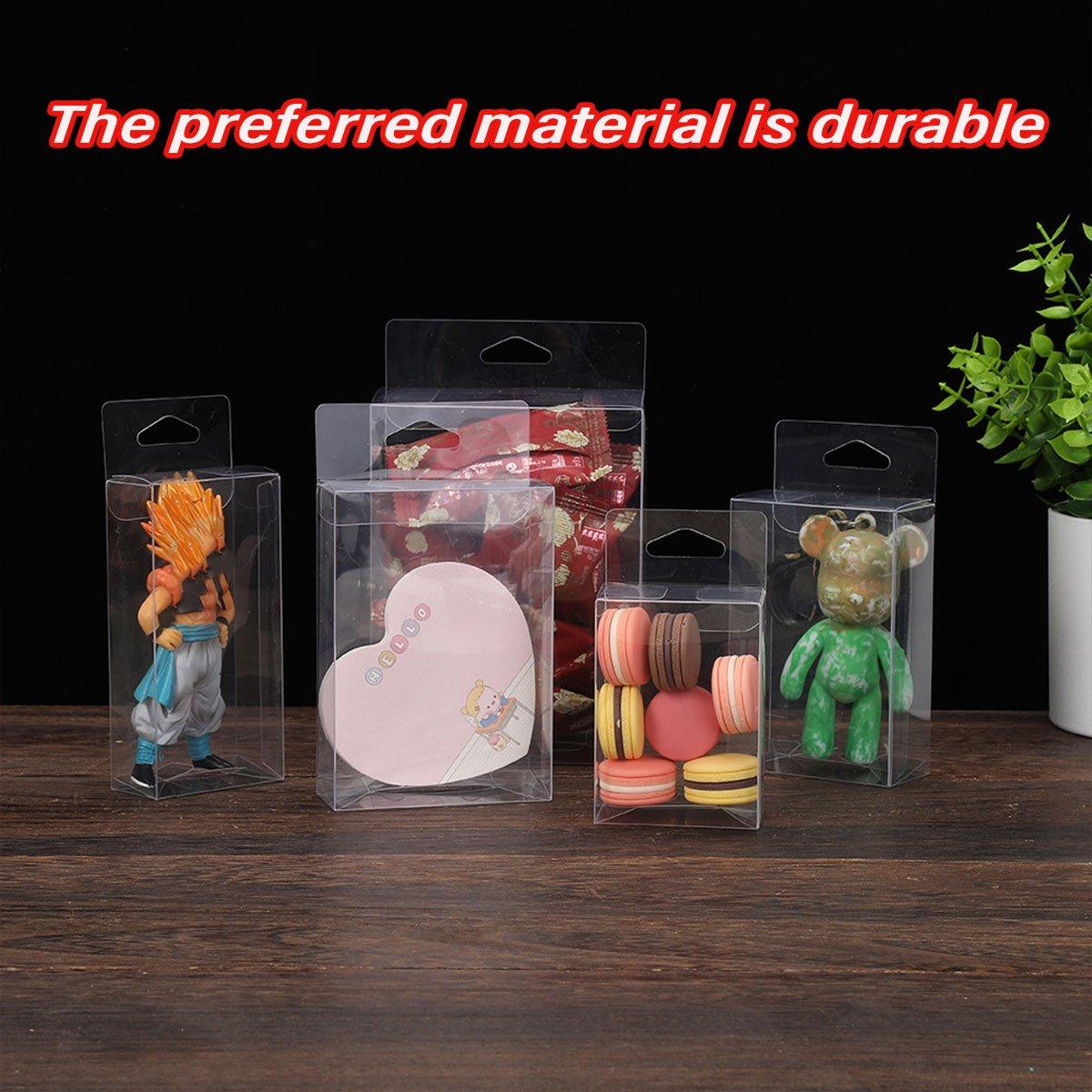 50pcs Transparent Gift Boxes with Hooks Clear Packaging Storage Containers - 7x2.5x15cm