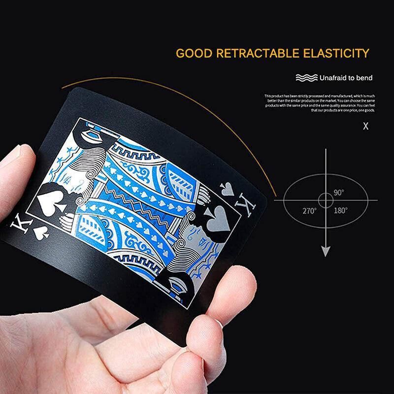 Waterproof PVC Playing Cards Poker Deck Black Plastic Magic Tricks Game Set - Blue
