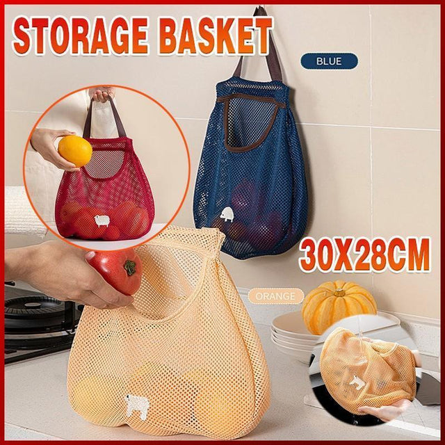 Vegetable Onion Potato Hanging Bag Kitchen Garlic Ginger Mesh Bag - Dark Blue