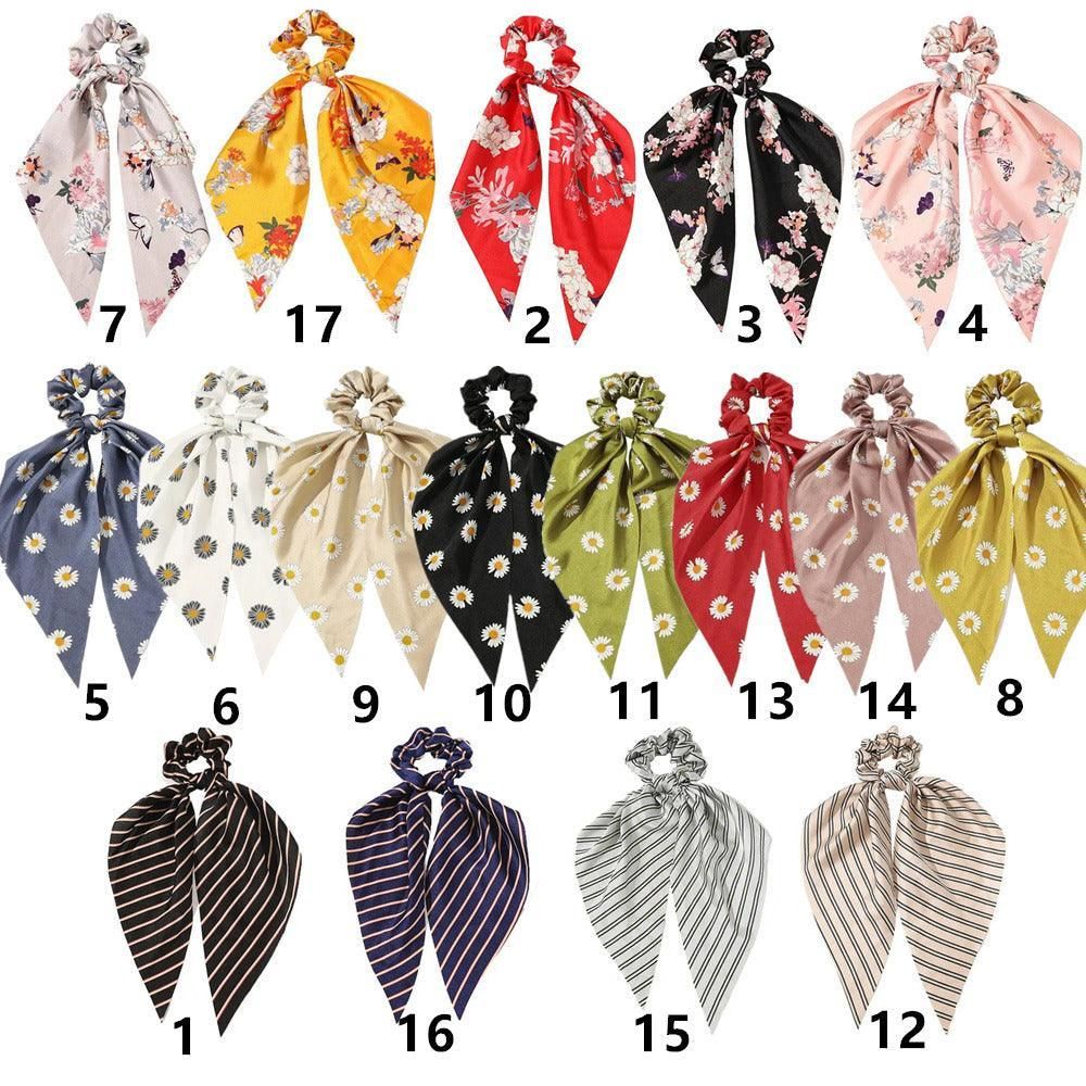 Chiffon Ponytail Scarf Bow Elastic Hair Rope Tie Scrunchies Ribbon Hair Bands - 2