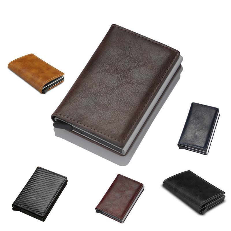 RFID Blocking Leather Card Wallet with Money Clip for Men Credit Holder - Carbon Fiber