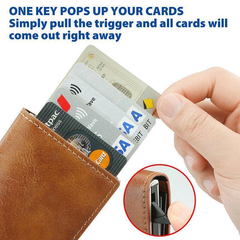 RFID Blocking Leather Card Wallet with Money Clip for Men Credit Holder - Carbon Fiber