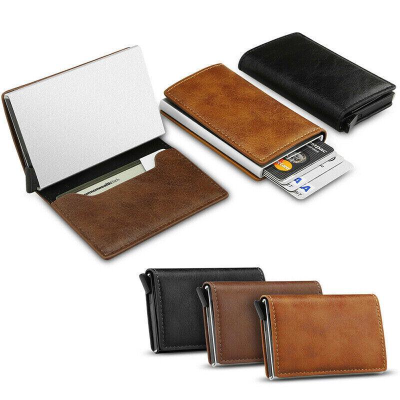 RFID Blocking Leather Card Wallet with Money Clip for Men Credit Holder - Carbon Fiber