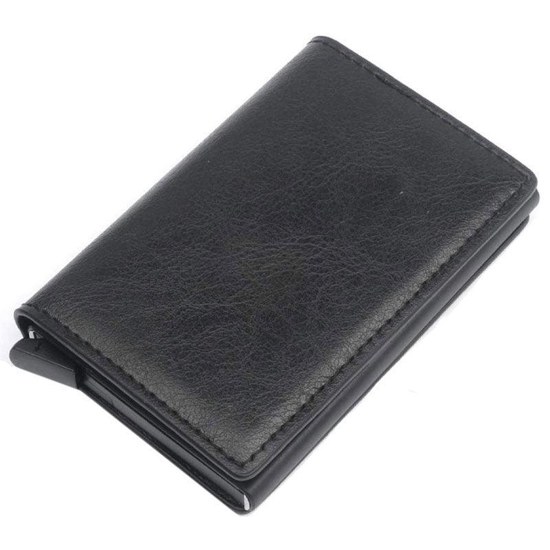 RFID Blocking Leather Card Wallet with Money Clip for Men Credit Holder - Carbon Fiber