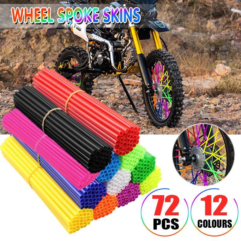 72PCS Wheel Spoke Wrap Sleeves Mountain Bike Bicycle Mtb Wraps Skins Covers - Black
