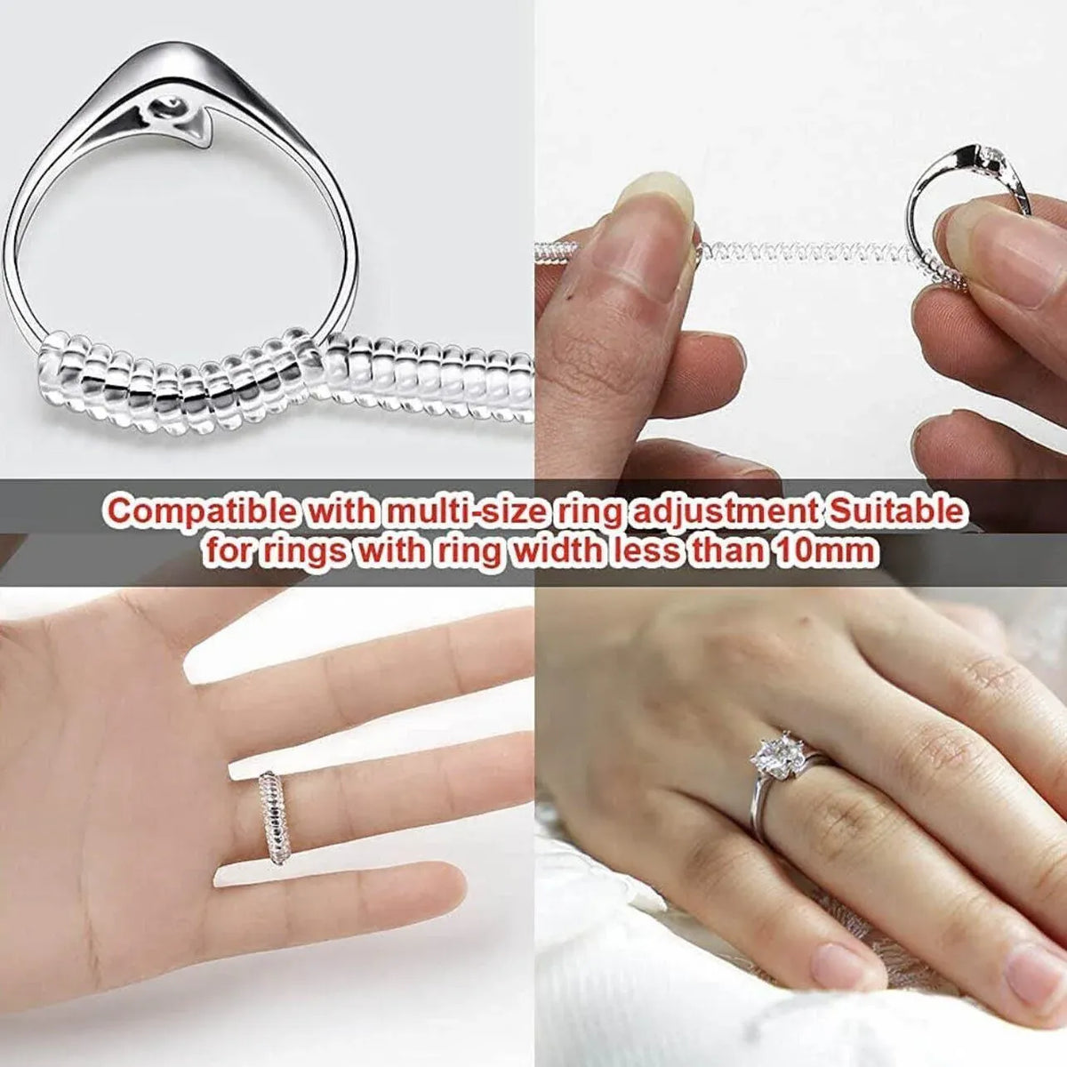 5-20 X Ring Size Adjuster Reducer Spiral Invisible Snugs Guard Resizer Jewellery - 10 PCS