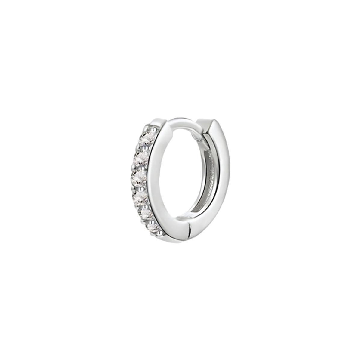 925 Sterling Silver Gold Rings Plated Cubic Crystal Cuff Huggie Hoop Earrings Au - Silver-Purple Crystal