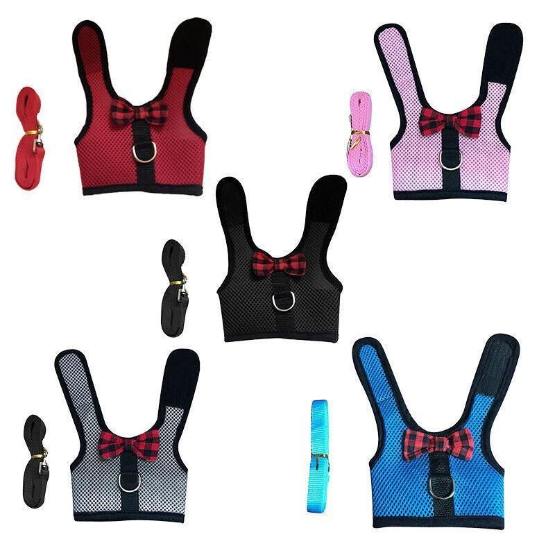 Rabbit Vest Harness Leash Lead Small Animal Pet Mesh Hamster Bunny Traction Rope S - Blue