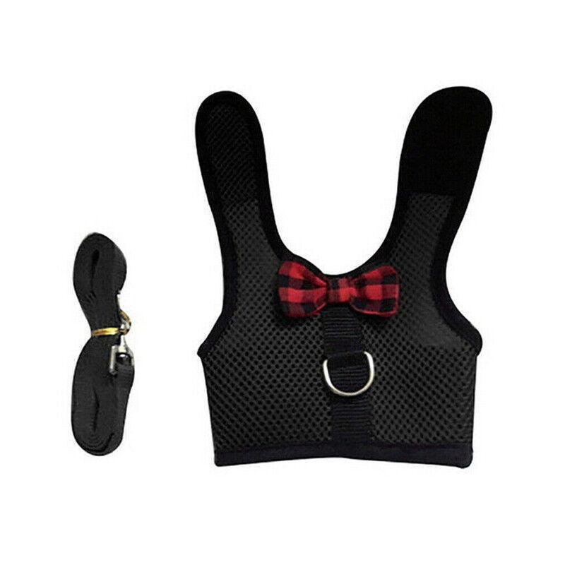 Rabbit Vest Harness Leash Lead Small Animal Pet Mesh Hamster Bunny Traction Rope L - Red
