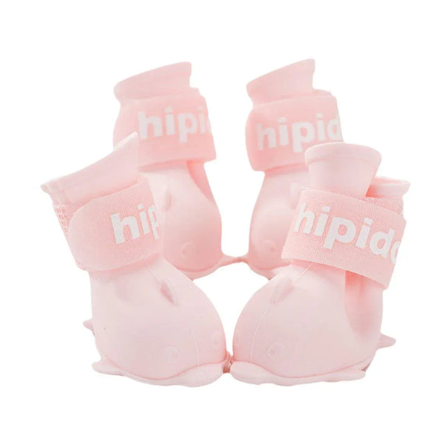 4pcs Cartoon Pet Rain Boots Waterproof Non-Slip Wear-Resistant Shoes for Dogs - Pink - L