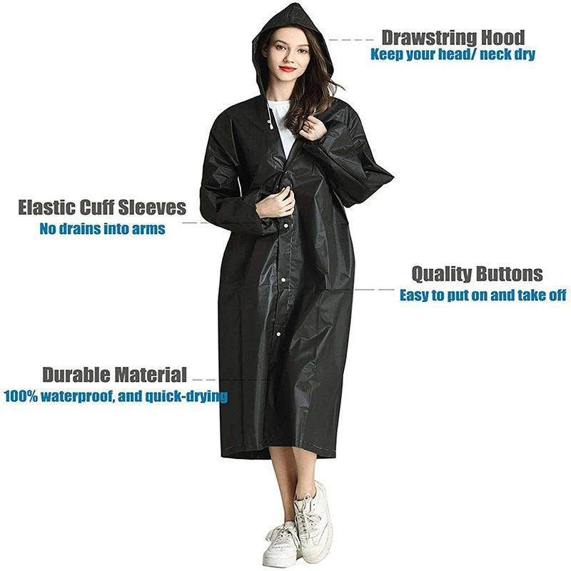 Waterproof Raincoat Jacket Mens Womens Long Hooded Rainwear Eva Rain Coat Au