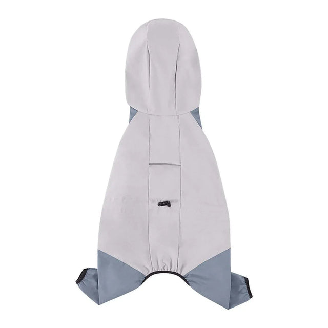 Waterproof Four Foot Dog Raincoat for Small Medium Large Dogs Pet Rainy Day Coat - Light Gray+Dark Grey - XXL