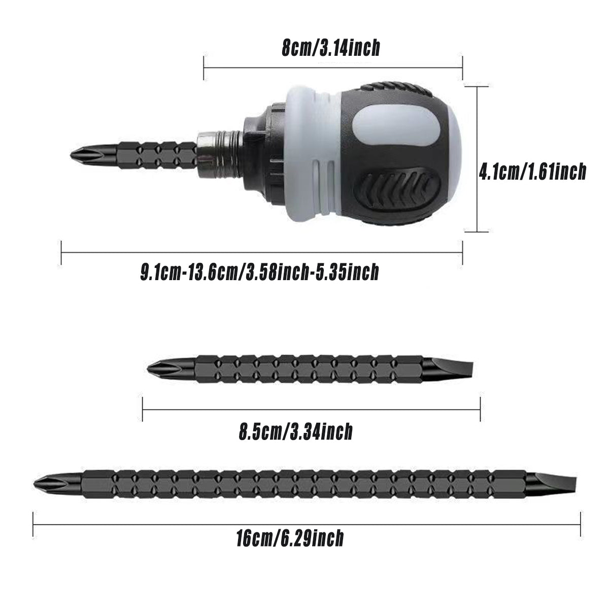Ratchet Screwdriver Set with Sleeve Dual Head Screwdriver Expansion Cross Bits - 26-in-1