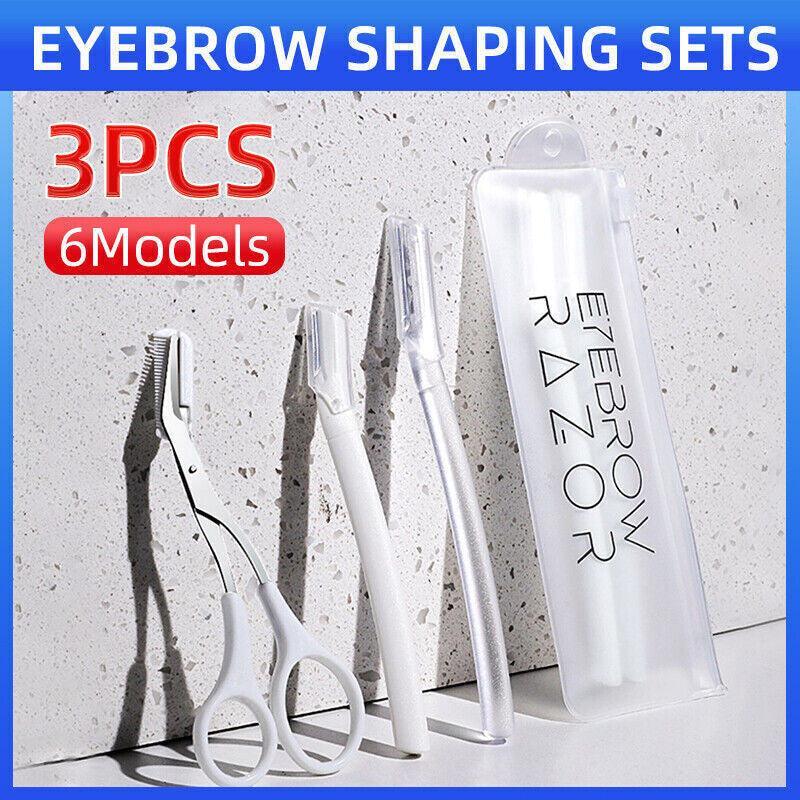 3Pcs Eyebrow Razor Set Facial Trimmer Shaver Blade Hair Remover Beauty Tool - 3X Eyebrow Razor-Light Green