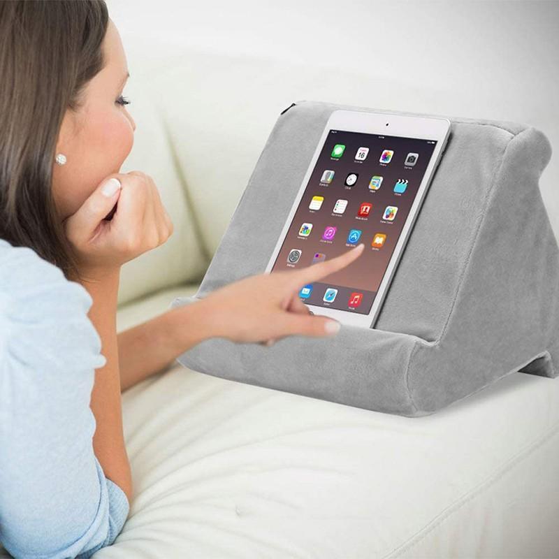 Tablet Pillow Stands For iPad Book Reader Holder Rest Laps Reading Cushion - Dark Blue
