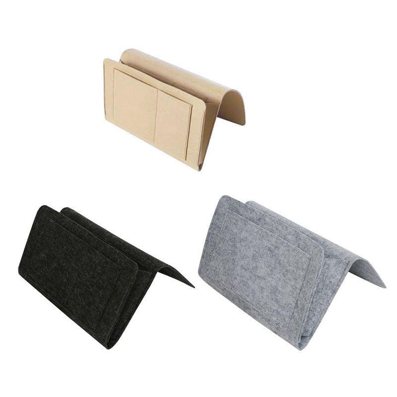 Bedside Storage Caddy Hanging Organizer Pocket Bag for Phone Remote Book - Grey