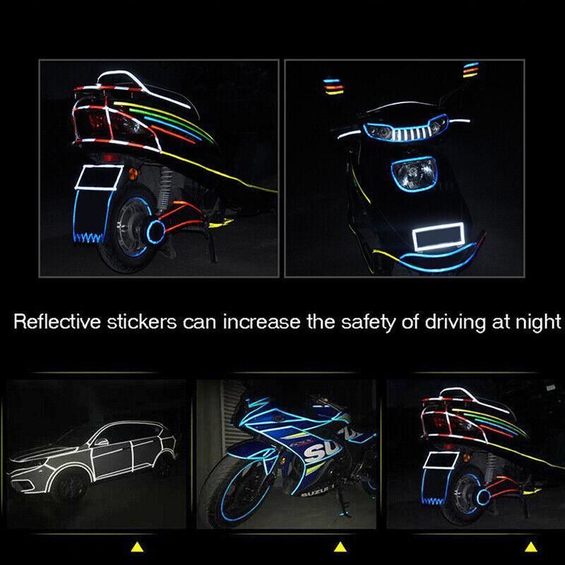 8m Reflective Tape for Bikes Cars Motorcycles Waterproof High Visibility Strip - White