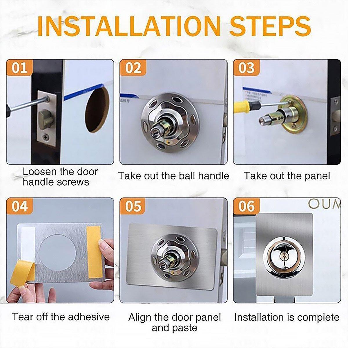 Spherical Lock Repair Plate Set Circular Door Lock Fixing Kit 2 Pieces Metal