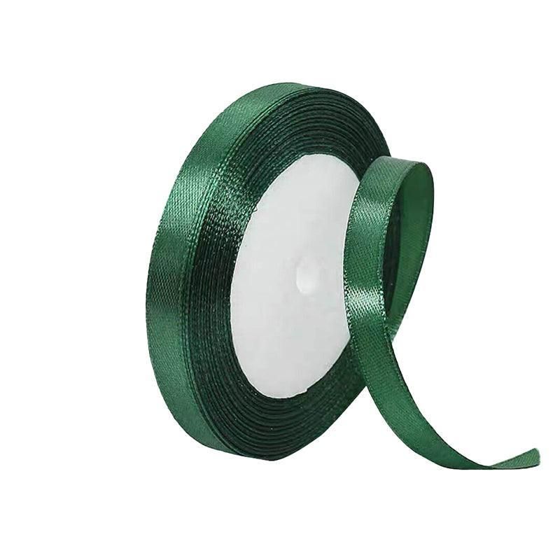 10mm Width Satin Hair Ribbon Wedding Party Decoration Gift Banquet 5m - Blackish Green