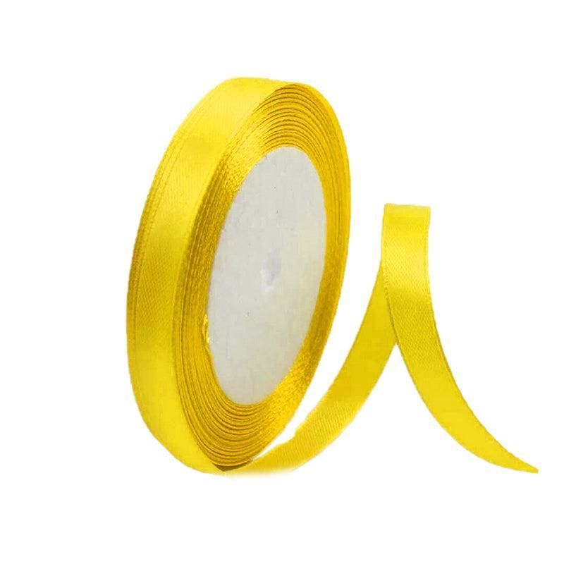 10mm Width Satin Hair Ribbon Wedding Party Decoration Gift Banquet 22m - Golden Yellow
