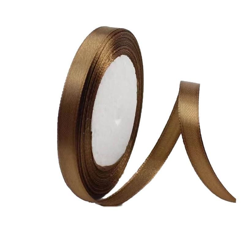 10mm Width Satin Hair Ribbon Wedding Party Decoration Gift Banquet 5m - Coffee