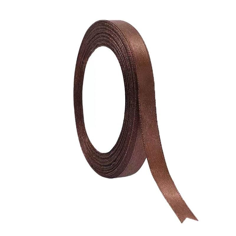 10mm Width Satin Hair Ribbon Wedding Party Decoration Gift Banquet 3m - Dark Coffee