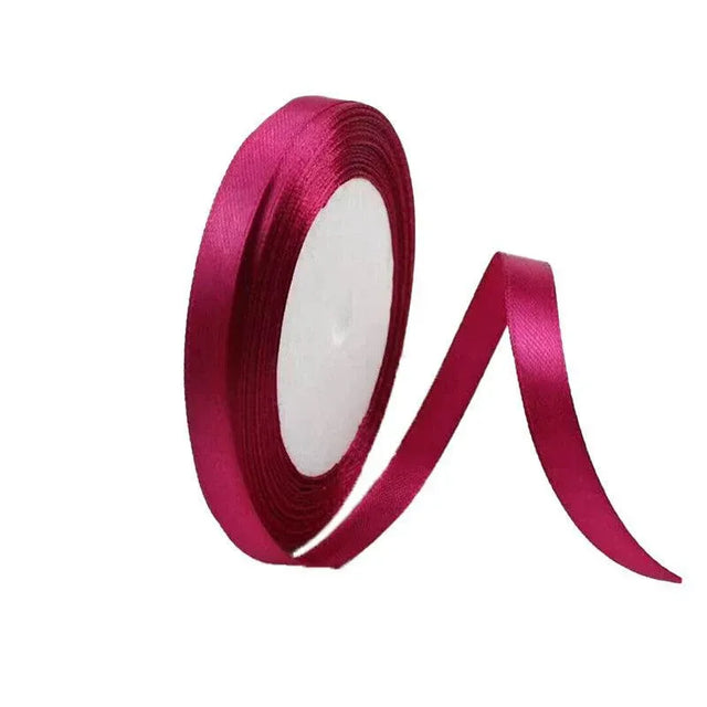 10mm Width Satin Hair Ribbon Wedding Party Decoration Gift Banquet 5m - Deep Rose Red