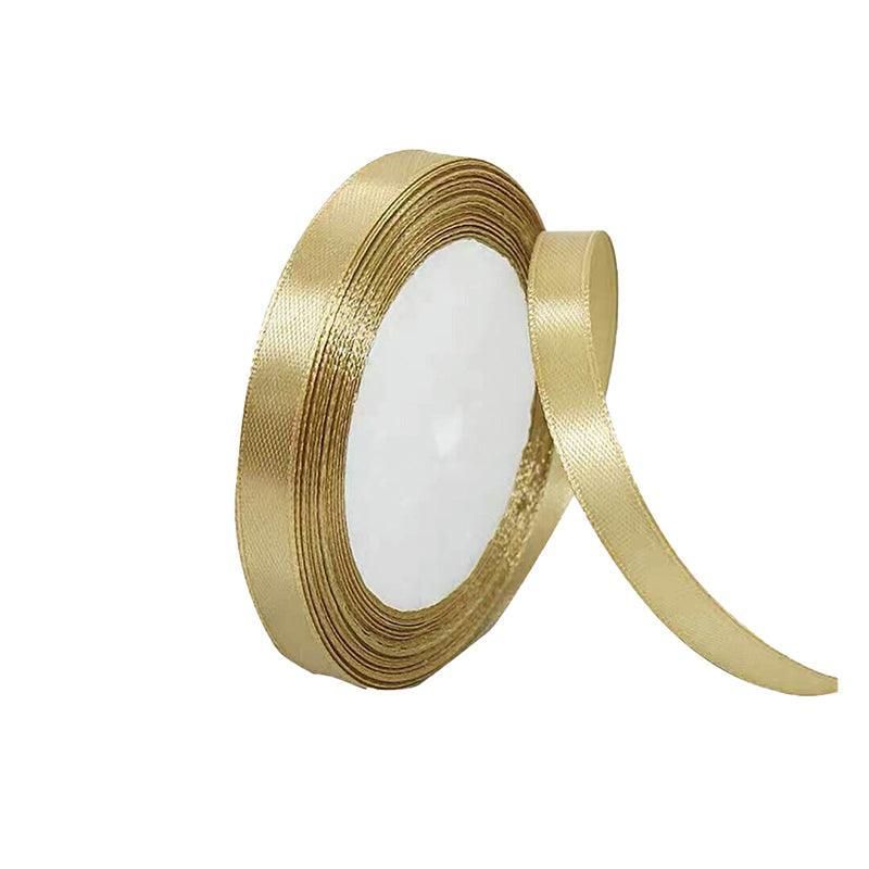 10mm Width Satin Hair Ribbon Wedding Party Decoration Gift Banquet 3m - Gold