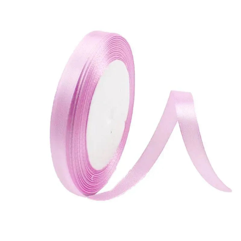 10mm Width Satin Hair Ribbon Wedding Party Decoration Gift Banquet 3m - Pink Purple