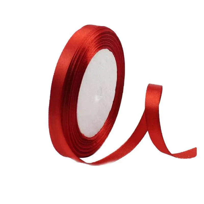 10mm Width Satin Hair Ribbon Wedding Party Decoration Gift Banquet 22m - Red