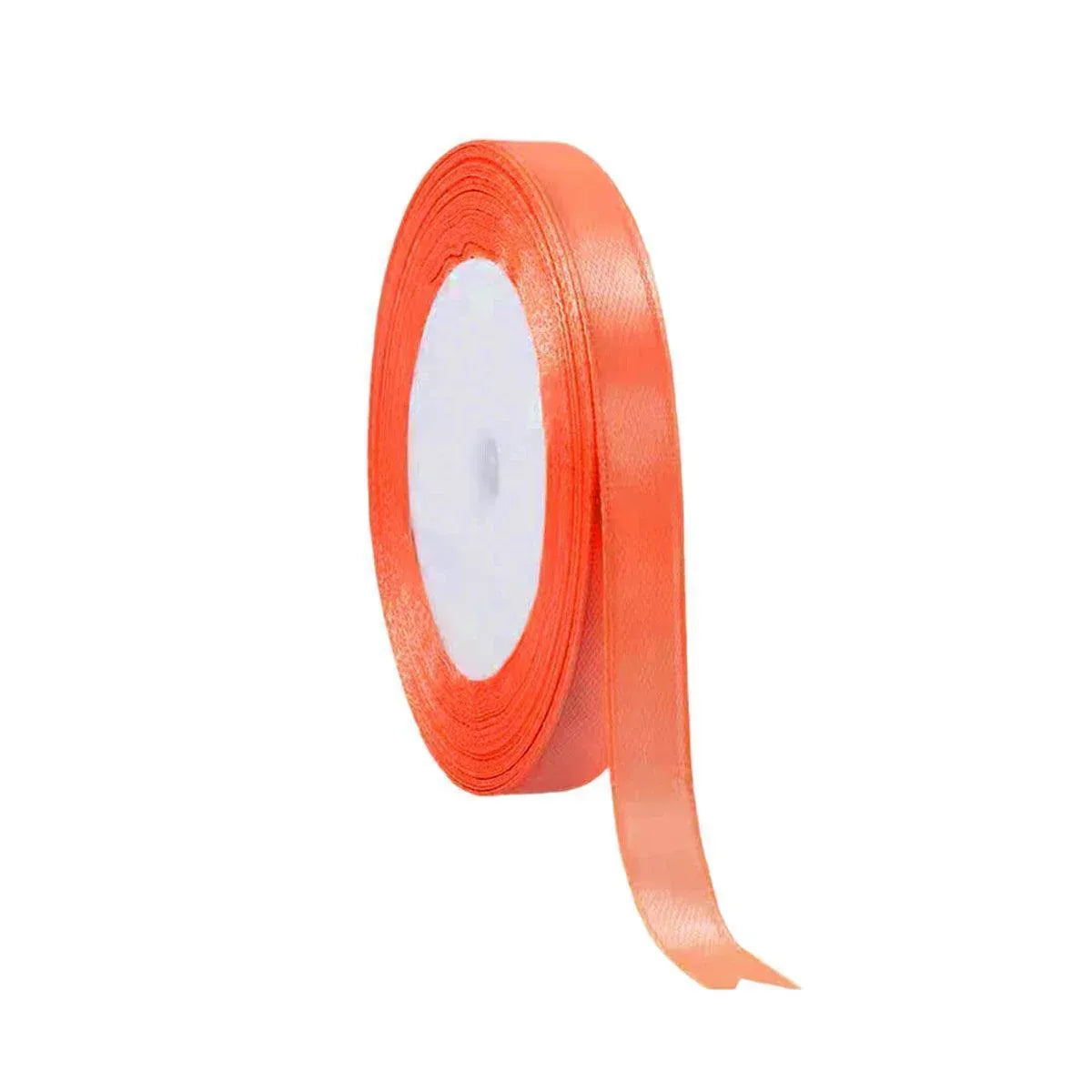 10mm Width Satin Hair Ribbon Wedding Party Decoration Gift Banquet 5m - Red Orange