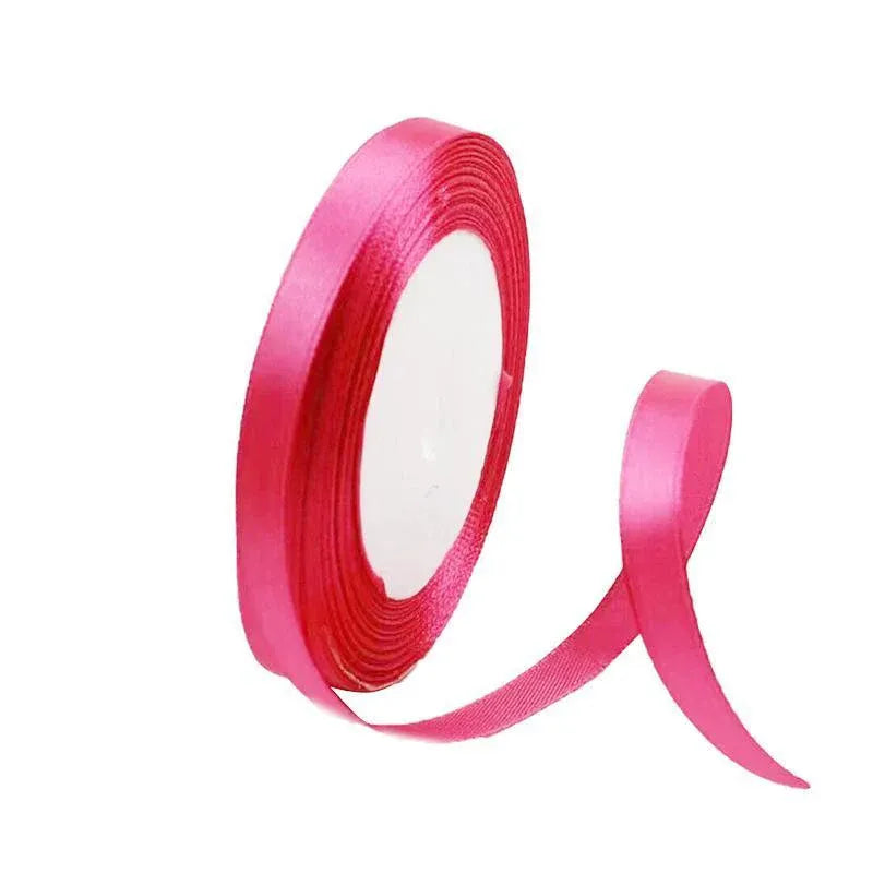 10mm Width Satin Hair Ribbon Wedding Party Decoration Gift Banquet 3m - Rose Red