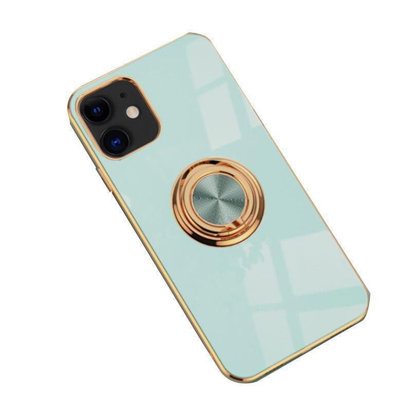Light Cyan Luxury Shockproof Silicone Ring Case Stand Cover for iPhone 14 13 12 Pro Max - iPhone 12 Pro