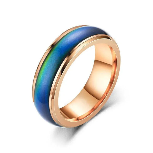 Mood Colour Changing Temperature Ring for Emotional Expression US Size 12 - Rose Gold