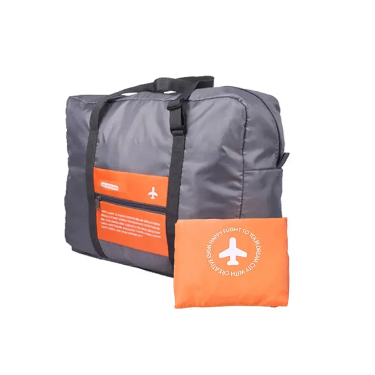 Nylon Waterproof Collapsible Travel Bag Large Suitcase Clothing Organizer - Orange