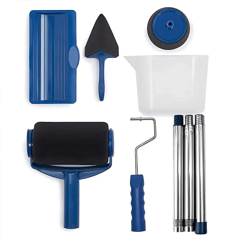 8Pcs/Set Pro Paint Roller Brush Handle Flocked Edger Wall Painting Hand Tool