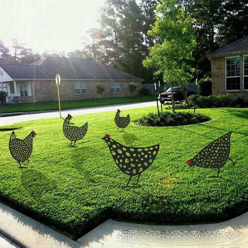 Garden Ornaments Chicken Yard Art Garden Backyard Lawn Decor Gift Easter Deco - D