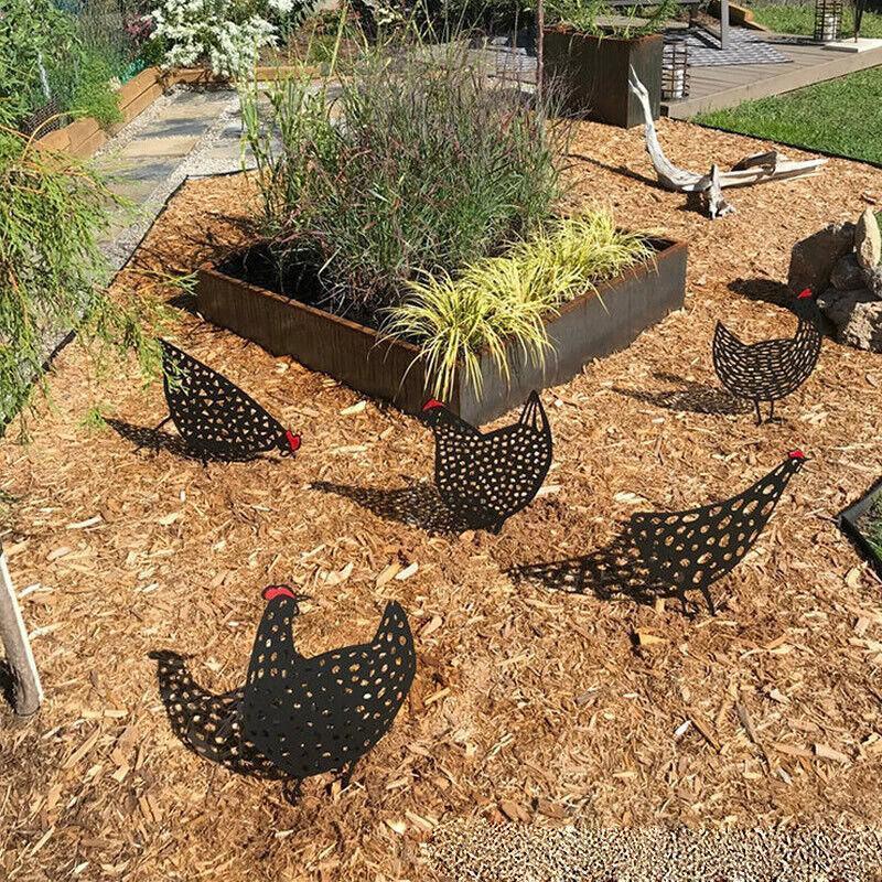 Garden Ornaments Chicken Yard Art Garden Backyard Lawn Decor Gift Easter Deco - D